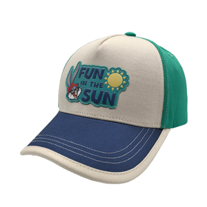 Kids Color Block Baseball Cap With Cartoon Rabbit PVC Rubber Patch