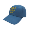 6 Panel Structured Cotton Twill Baseball Cap With Yellow Shield Soccer Embroidery