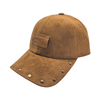Structured Baseball Cap With Embossed Leather Patch & Rivet Decor