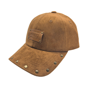 Structured Baseball Cap With Embossed Leather Patch & Rivet Decor