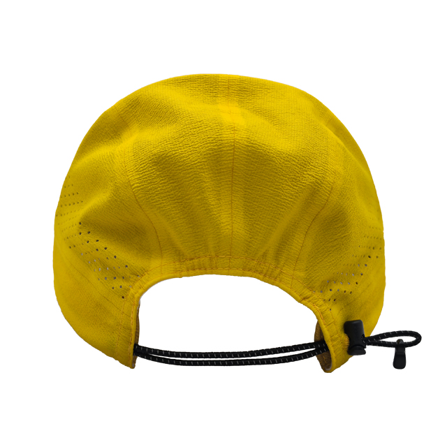 Bright Yellow Crinkle Wrinkle Quick Dry 5 Panel Lightweight Running Sports Cap