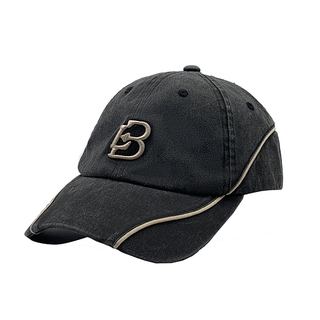 Black Washed Denim Cotton 6 Panel Vintage Dad Cap
