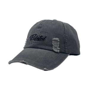 Washed Grey Vintage Distressed 6 Panel Dad Cap