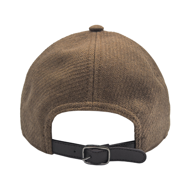 Brown Herringbone Wool Blend 6 Panel Casual Dad Cap