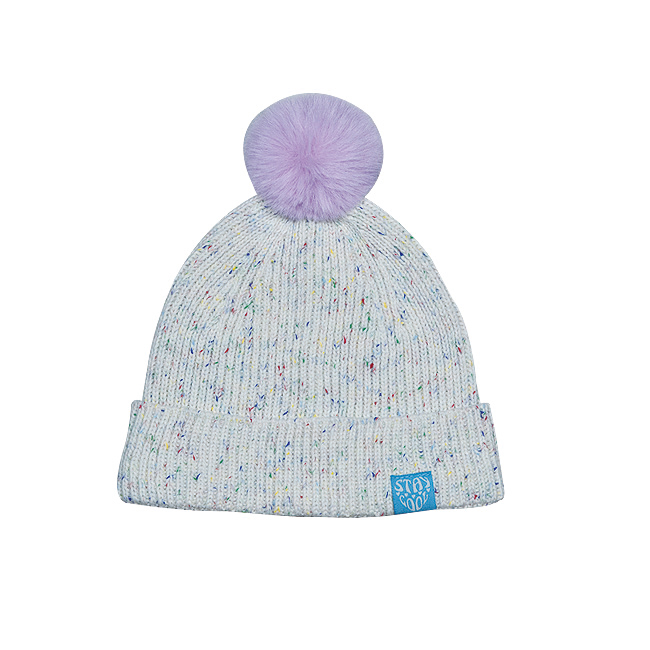 Dark Teal Gold Star & Dot Pom Pom Knit Winter Beanie Hat