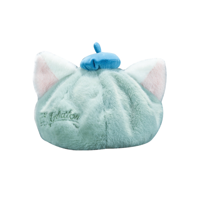 Kids White Bunny Face Faux Fur Bucket Winter Hat