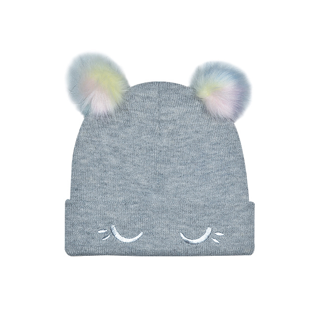 Kids Disney Mickey Mouse Knit Beanie Hat with Pom Pom Ears