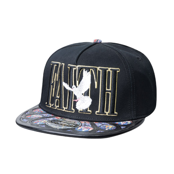 Custom 80% Acrylic 20% PU Black Flat Brim Hat 6 Panel Applique Mens Flat Peak Cap
