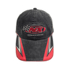 Vintage Washed Racing Baseball Cap With Front Logo Embroidery & Brim Stripe Print
