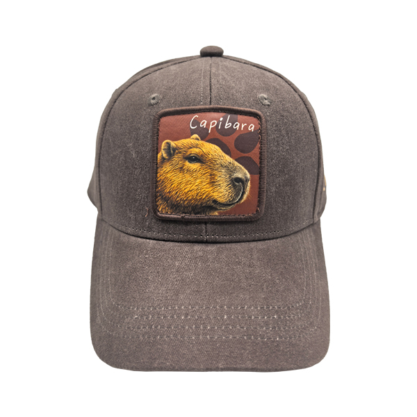 Washed Structured Baseball Cap With Capybara Printed Patch