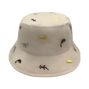 Kids Bucket Hat With All Over Dinosaur Embroidery