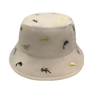Kids Bucket Hat With All Over Dinosaur Embroidery