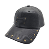 Structured Baseball Cap With Embossed Leather Patch & Rivet Decor