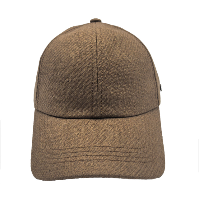 Brown Herringbone Wool Blend 6 Panel Casual Dad Cap