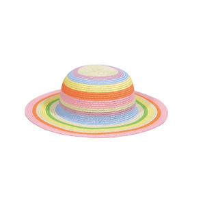 Rainbow Stripe Wide Brim Straw Outdoor Sun Hat