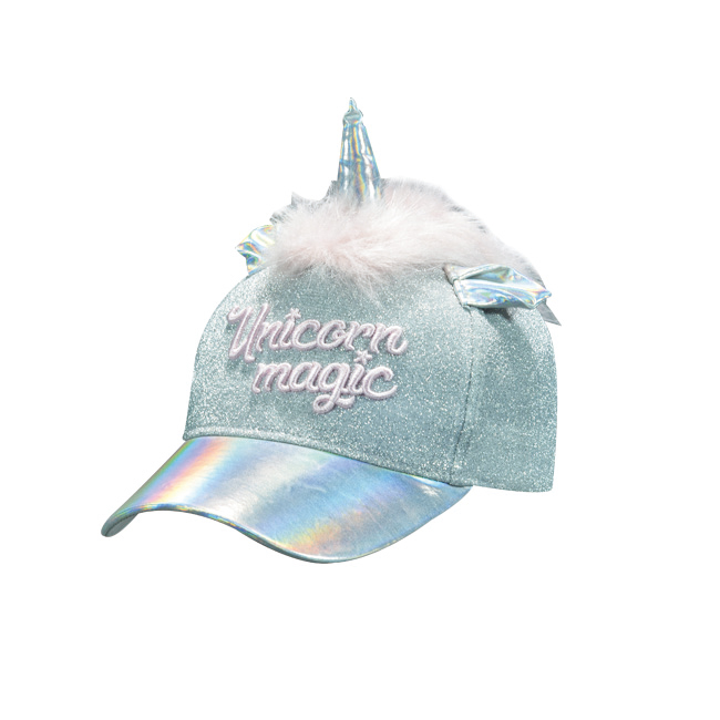 Kids Silver Sequin Unicorn Baseball Cap